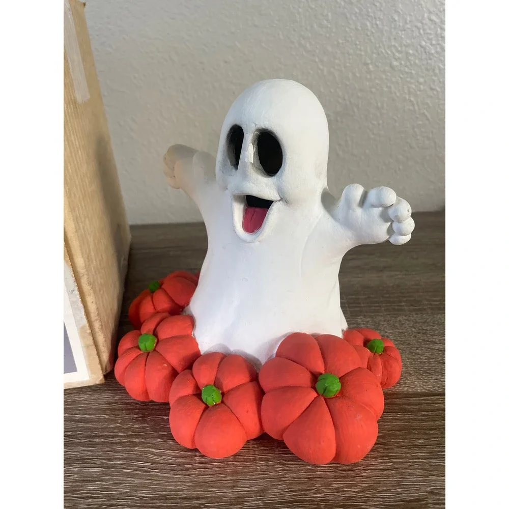 Vintage California Creations Ghost Pumpkin Patch Light Up Halloween Ceramic